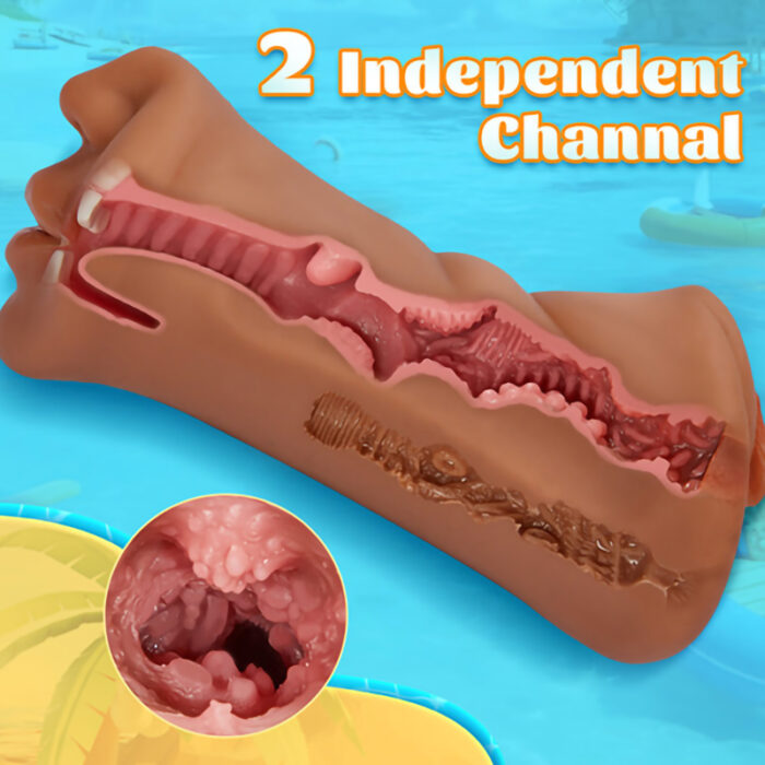 Lovesvibe 3 Channel Mouth Vaginal 3D Realistic Texture Pocket Pussy 7.4 Inch