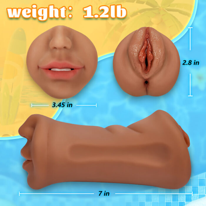Lovesvibe 3 Channel Mouth Vaginal 3D Realistic Texture Pocket Pussy 7.4 Inch