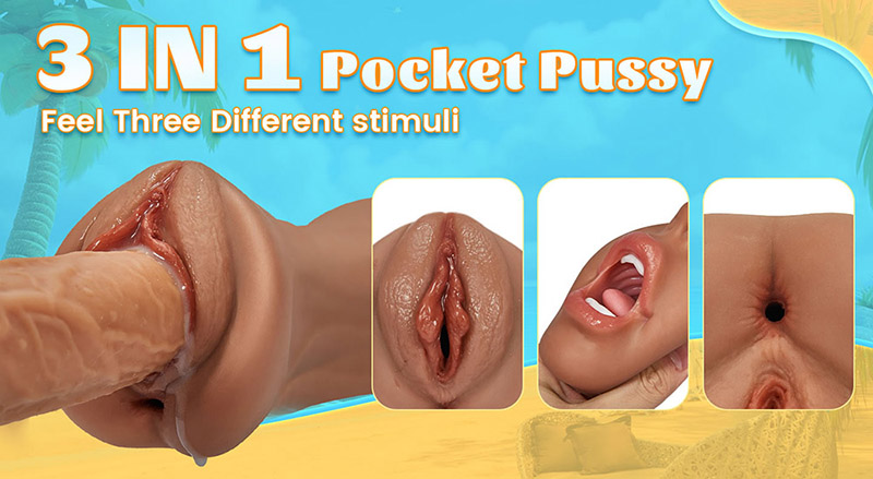 Lovesvibe 3 Channel Mouth Vaginal 3D Realistic Texture Pocket Pussy 7.4 Inch 6