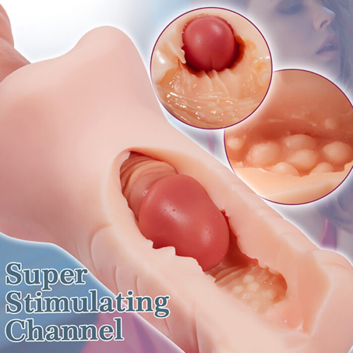Lovesvibe Double Channel Vagina Anal Realistic Pocket Pussys for Men 6.9 Inch