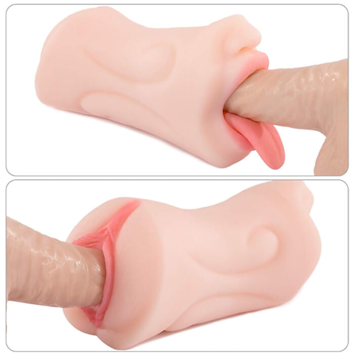 Lovesvibe Realistic Pocket Pussy Soft Lifelike fake pussy with Teeth and Tongue 5.9 Inch