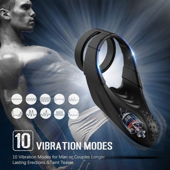 Lovesvibe 10 Modes Soft Elastic Waterproof Double Vibrating Cock Rings