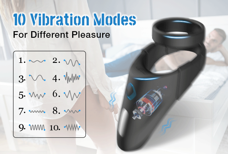 Lovesvibe 10 Modes Soft Elastic Waterproof Double Vibrating Cock Rings 8