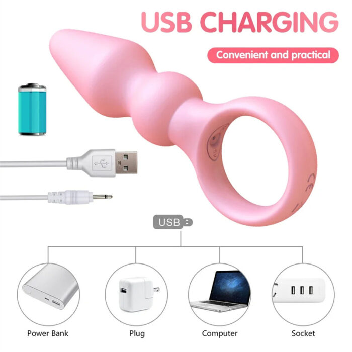 Lovesvibe 10 Vibration Modes Anal Beads Dildo Anal Plug Vaginal Balls for Solos & Couple Plays