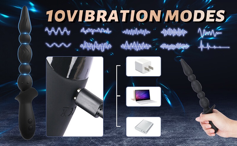 Lovesvibe 10 Vibration Modes Vibrating Anal Beads for Vagina Massage Clitoris Stimulator