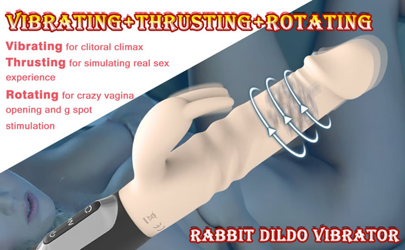 Lovesvibe 3 Thrusting & Rotating 3 Speed & 7 Patterns Waterproof Rabbit Vibrator