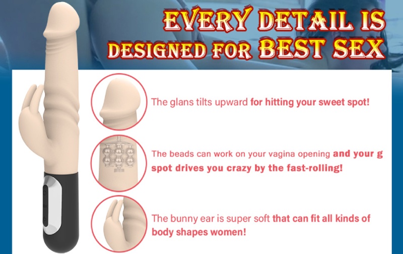 Lovesvibe 3 Thrusting & Rotating 3 Speed & 7 Patterns Waterproof Rabbit Vibrator