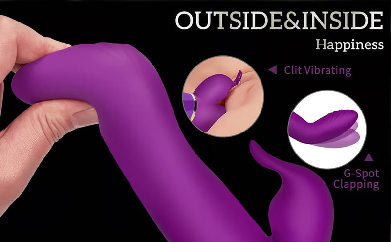 Lovesvibe 7 Clapping Vibrating Modes Rabbit Vibrator Soft Ribbed Head Clitoral Stimulator