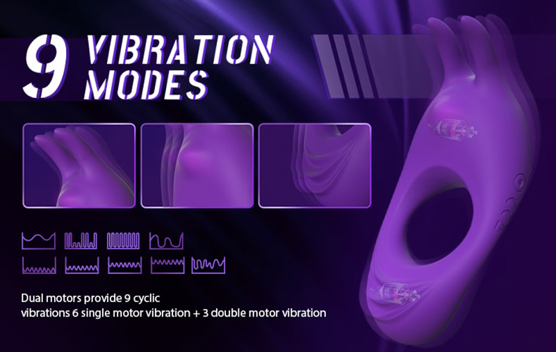 Lovesvibe 9 Vibrating Mens Silicone Rabbit Cock Ring for Penis Stimulation 4