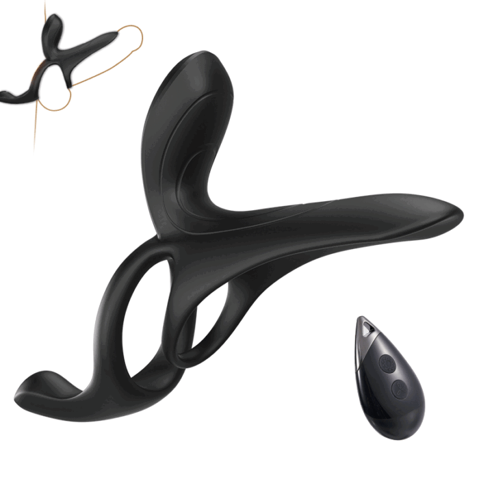 Lovesvibe 9 Vibrating Silicone Cock Rings with 3 Vibrating Eggs Perineum C Spot G Spot 3 in 1 Penis Ring