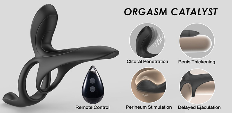 Lovesvibe 9 Vibrating Silicone Cock Rings with 3 Vibrating Eggs Perineum C Spot G Spot 3 in 1 Penis Ring 9