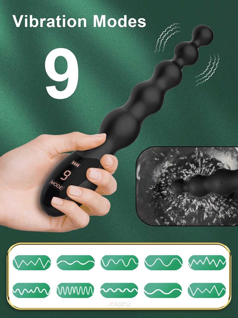 Lovesvibe 9 Vibration Modes Medical Silicone Vibrating Anal Beads Anal Vibrator with LED Screen