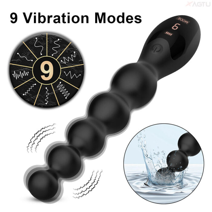 Lovesvibe 9 Vibration Modes Medical Silicone Vibrating Anal Beads Anal Vibrator with LED Screen