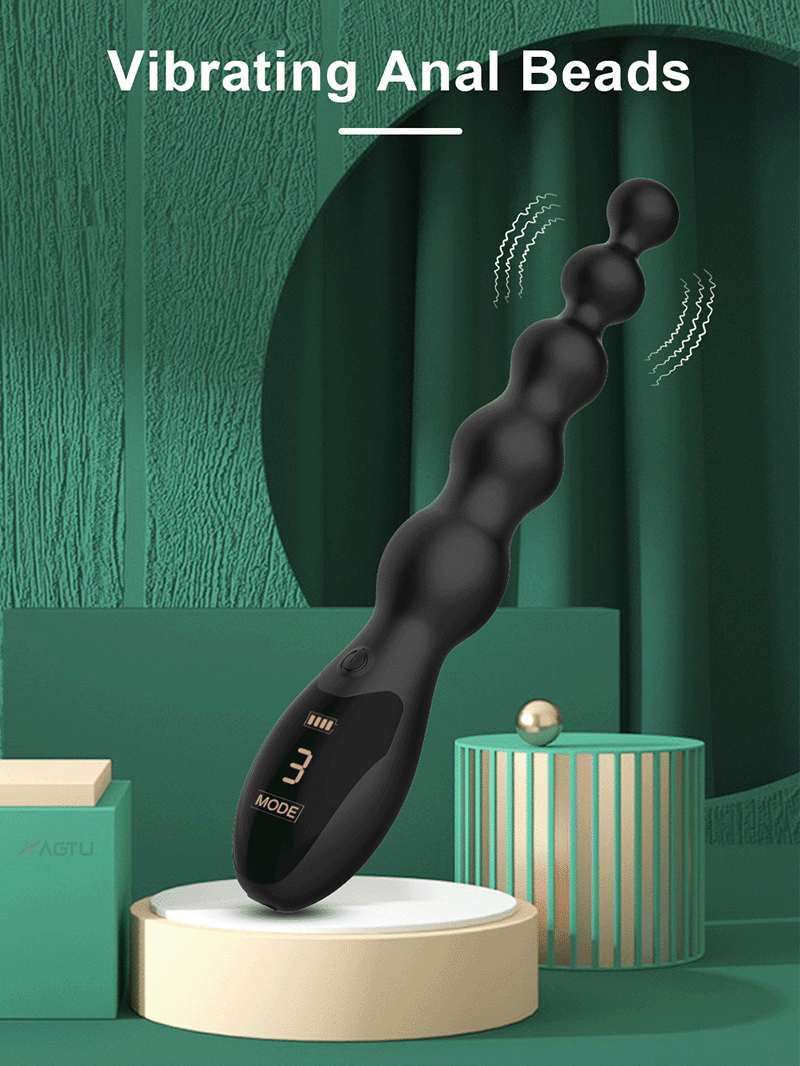 Lovesvibe 9 Vibration Modes Medical Silicone Vibrating Anal Beads Anal Vibrator with LED Screen