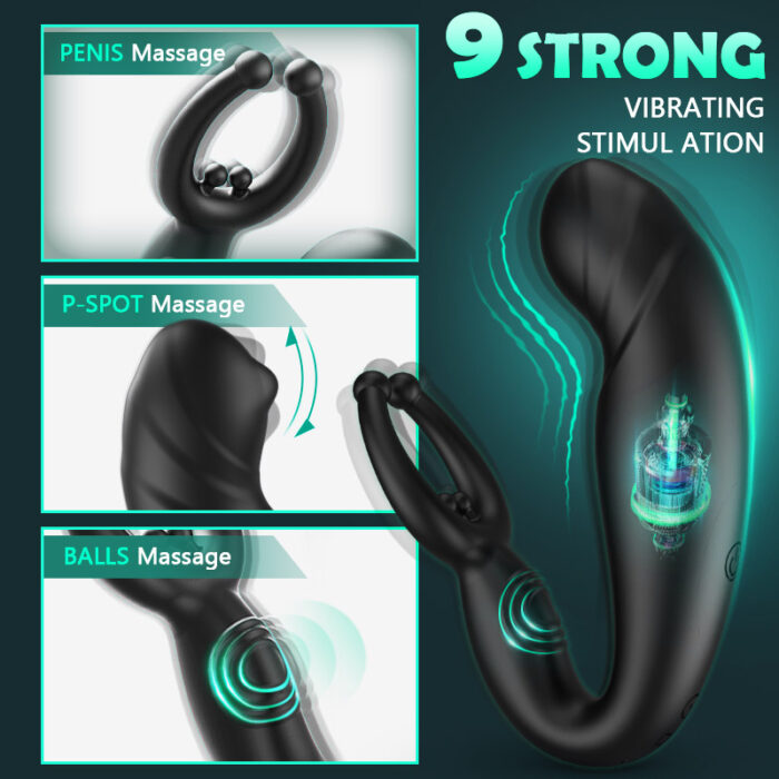 Lovesvibe Blackhead Rotating Beads 9 Vibration Three-Turn Thread Male Prostate Massager