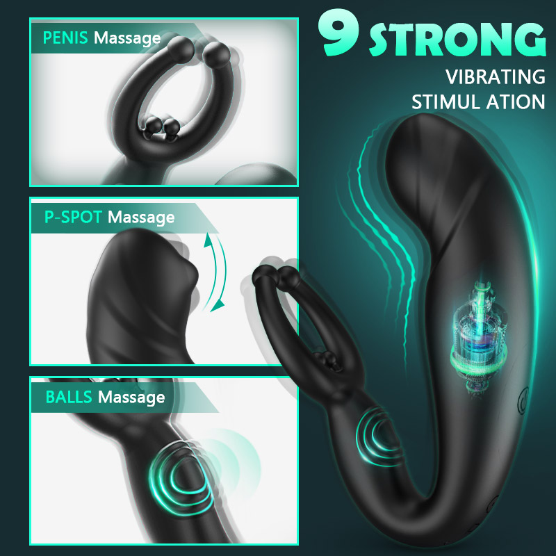Lovesvibe Blackhead Rotating Beads 9 Vibration Three-Turn Thread Male Prostate Massager