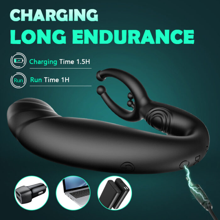 Lovesvibe Blackhead Rotating Beads 9 Vibration Three-Turn Thread Male Prostate Massager