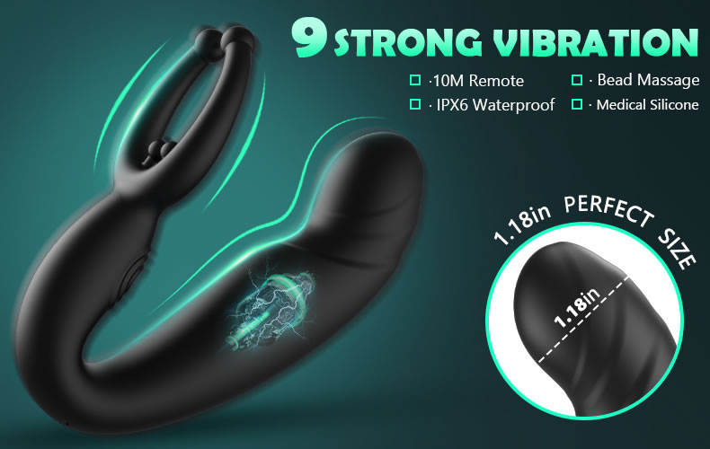 Lovesvibe Blackhead Rotating Beads 9 Vibration Three-Turn Thread Male Prostate Massager