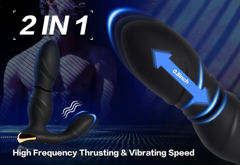 Lovesvibe High Frequency 8-Speed Anal Vibrator with Thrusting, Remote Control for Solo & Couple Play