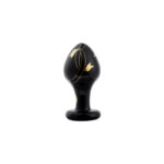 Lovesvibe Portable Glass Wide Butt Plug Couple Expanding Black Gold Anal Toys Sets - 5 PCS