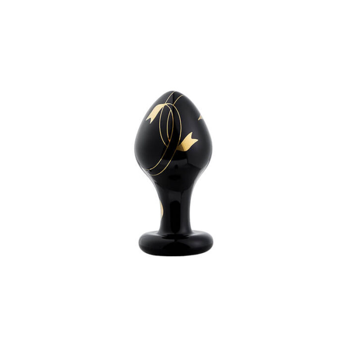 Lovesvibe Portable Glass Wide Butt Plug Couple Expanding Black Gold Anal Toys Sets - 5 PCS