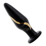 Lovesvibe Portable Glass Wide Butt Plug Couple Expanding Black Gold Anal Toys Sets - 5 PCS
