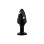 Lovesvibe Portable Glass Wide Butt Plug Couple Expanding Black Gold Anal Toys Sets - 5 PCS