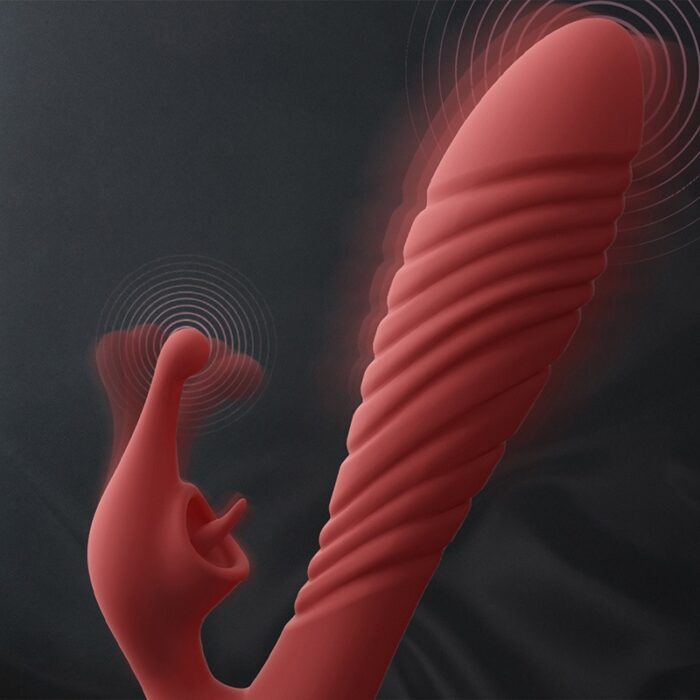 Lovesvibe Rechargeable Dual-Motor Rabbit Vibrator with Tongue Licking & Heating Function