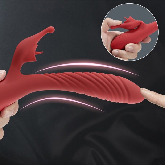 Lovesvibe Rechargeable Dual-Motor Rabbit Vibrator with Tongue Licking & Heating Function