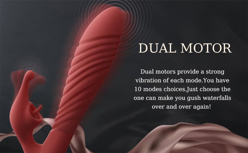 Lovesvibe Rechargeable Dual-Motor Rabbit Vibrator with Tongue Licking & Heating Function