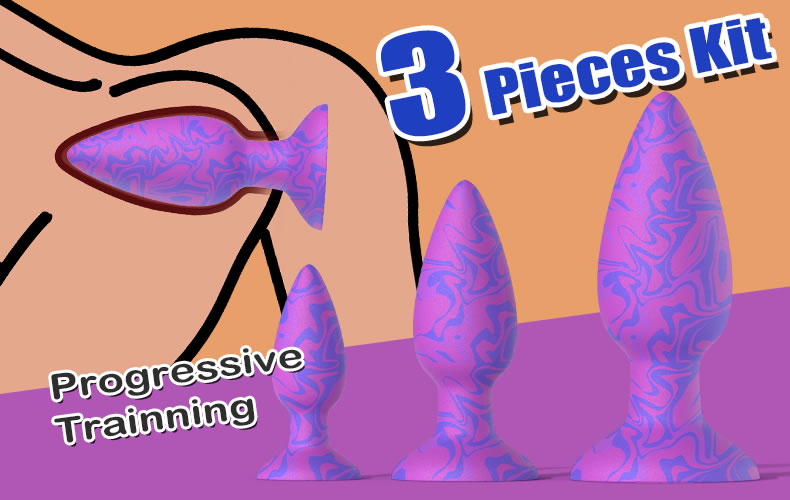 Lovesvibe Silicone Butt Plug Set for Progressive Anal Training with Flared Base & Tapered Tip