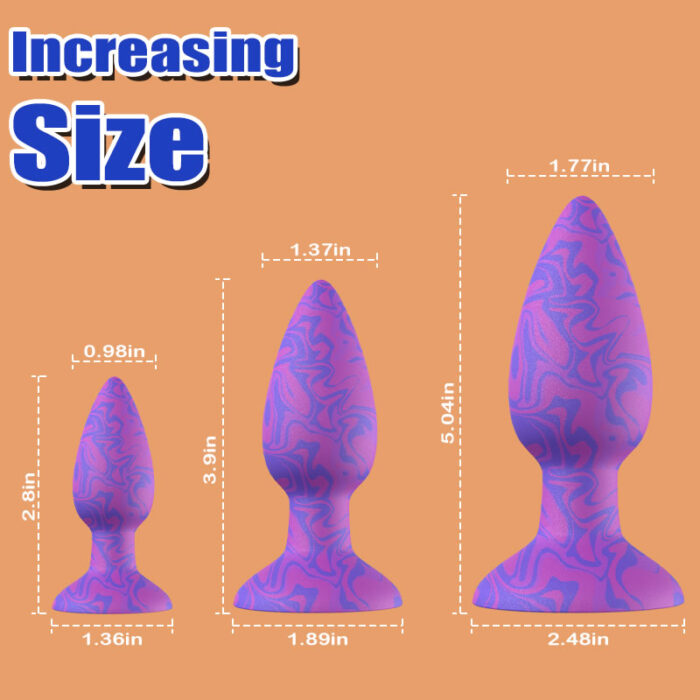 Lovesvibe Silicone Butt Plug Set for Progressive Anal Training with Flared Base & Tapered Tip