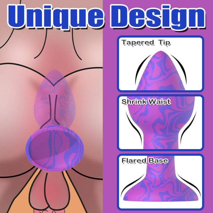 Lovesvibe Silicone Butt Plug Set for Progressive Anal Training with Flared Base & Tapered Tip