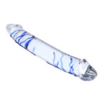 11 Inch Blue Swirl Double-Ended Glass Dildo Crystal Dildo for Female Masturbation