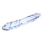 11 Inch Blue Swirl Double-Ended Glass Dildo Crystal Dildo for Female Masturbation