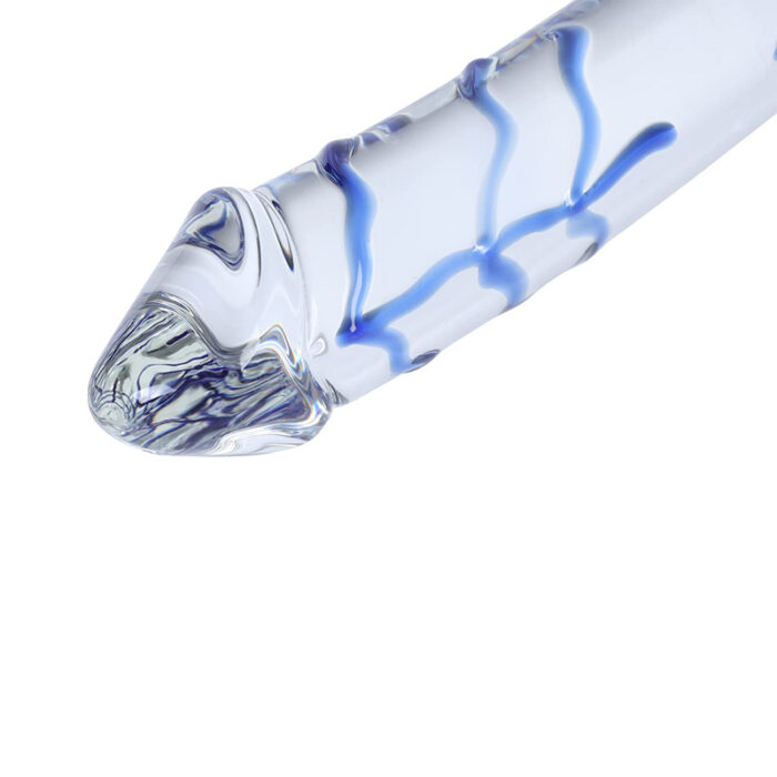 11 Inch Blue Swirl Double-Ended Glass Dildo Crystal Dildo for Female Masturbation