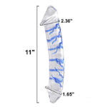 11 Inch Blue Swirl Double-Ended Glass Dildo Crystal Dildo for Female Masturbation