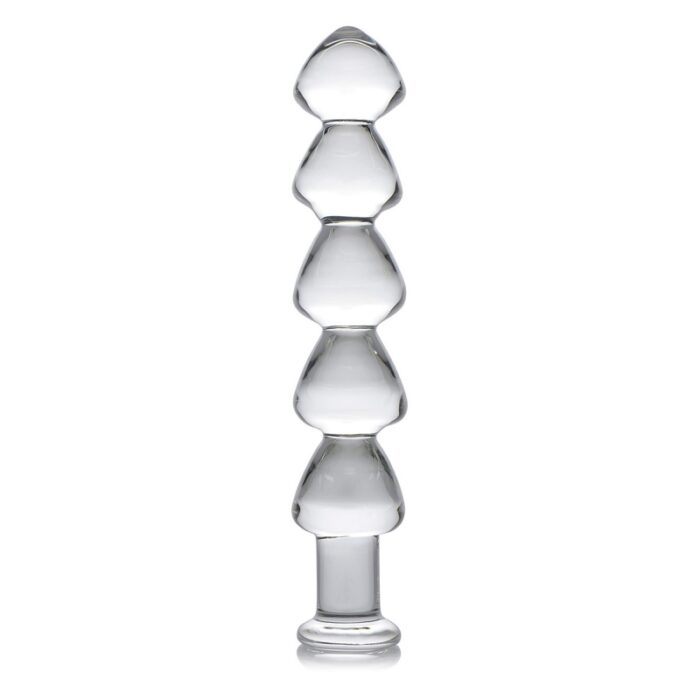 11 Inch Glass Dildo Anal Beads, 5 Solid Bulbs & Non-porous for Temperature Play