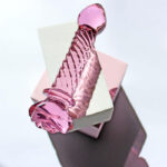 3 Pcs Pink Glass Dildo Set, Rose Crystal Butt Plug Beads Dildo for Adult Anal Training