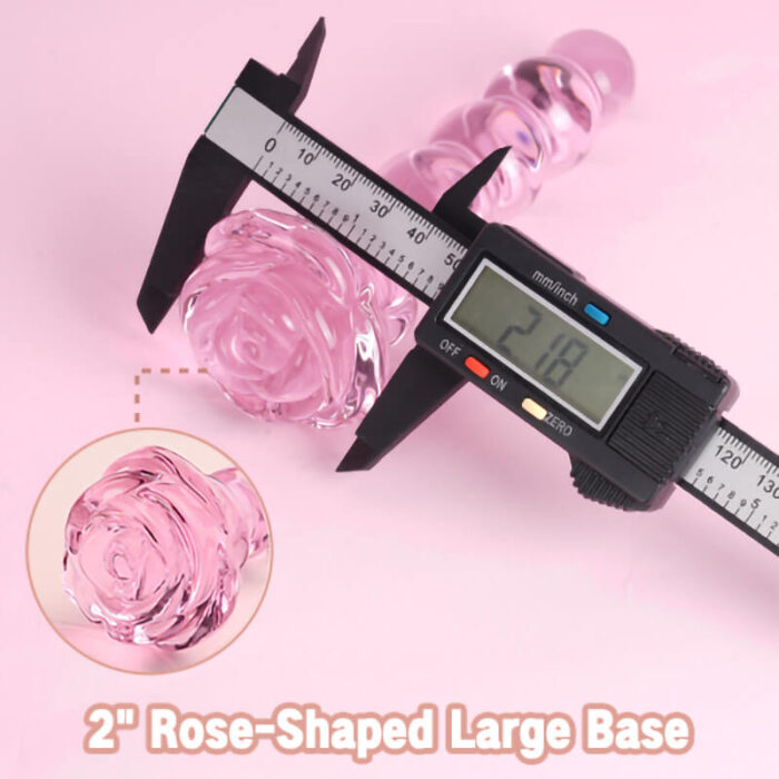 3 Pcs Pink Glass Dildo Set, Rose Crystal Butt Plug Beads Dildo for Adult Anal Training