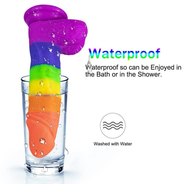 7.48 Inch Silicone Realistic Rainbow Dildo with Suction Cup for Men Women & Couples