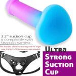 8 Inch Colorful Silicone Rainbow Dildo with Strong Suction Cup for G-Spot Prostate Play