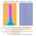 8 Inch Colorful Silicone Rainbow Dildo with Strong Suction Cup for G-Spot Prostate Play