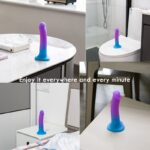 8 Inch Colorful Silicone Rainbow Dildo with Strong Suction Cup for G-Spot Prostate Play