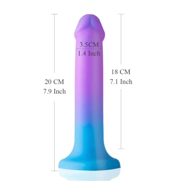8 Inch Colorful Silicone Rainbow Dildo with Strong Suction Cup for G-Spot Prostate Play