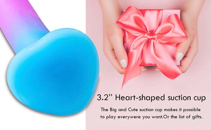 8 Inch Colorful Silicone Rainbow Dildo with Strong Suction Cup for G-Spot Prostate Play