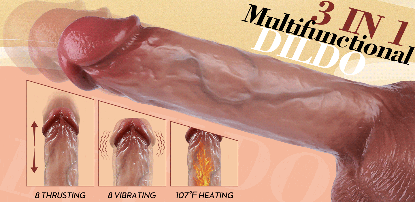 10.04 Inch 8 Vibrating 8 Thrusting Realistic Dildos with 107℉ Heating & Suction Base
