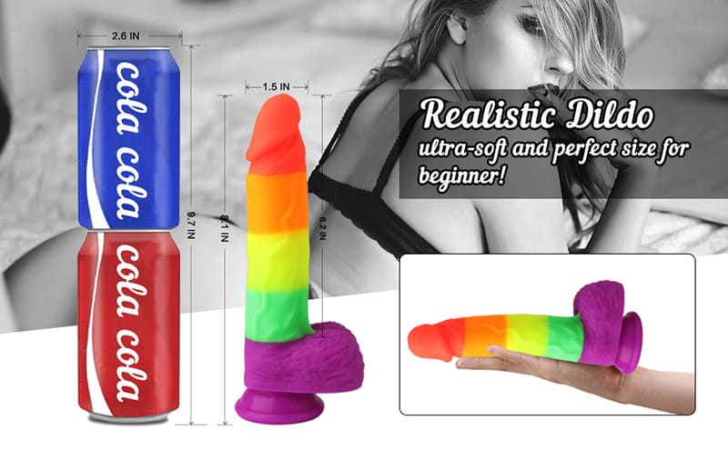 8.1 Inch Realistic Silicone Rainbow Dildo with with Suction Cup for G-Spot Anal Play