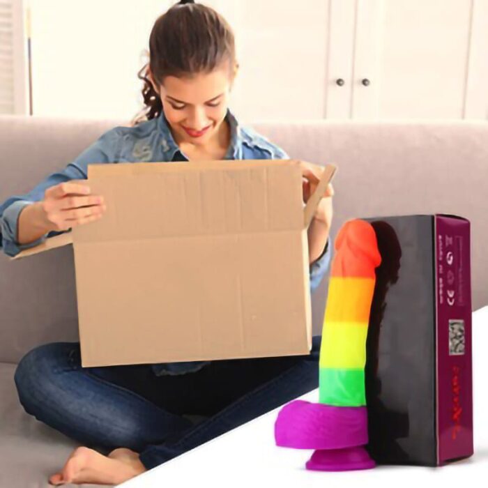 8.1 Inch Realistic Silicone Rainbow Dildo with with Suction Cup for G-Spot Anal Play