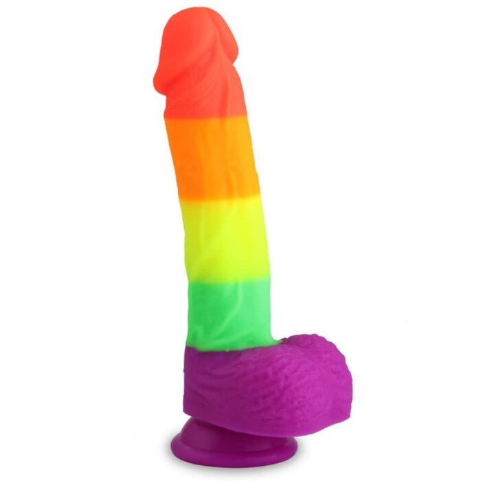 8.1 Inch Realistic Silicone Rainbow Dildo with with Suction Cup for G-Spot Anal Play